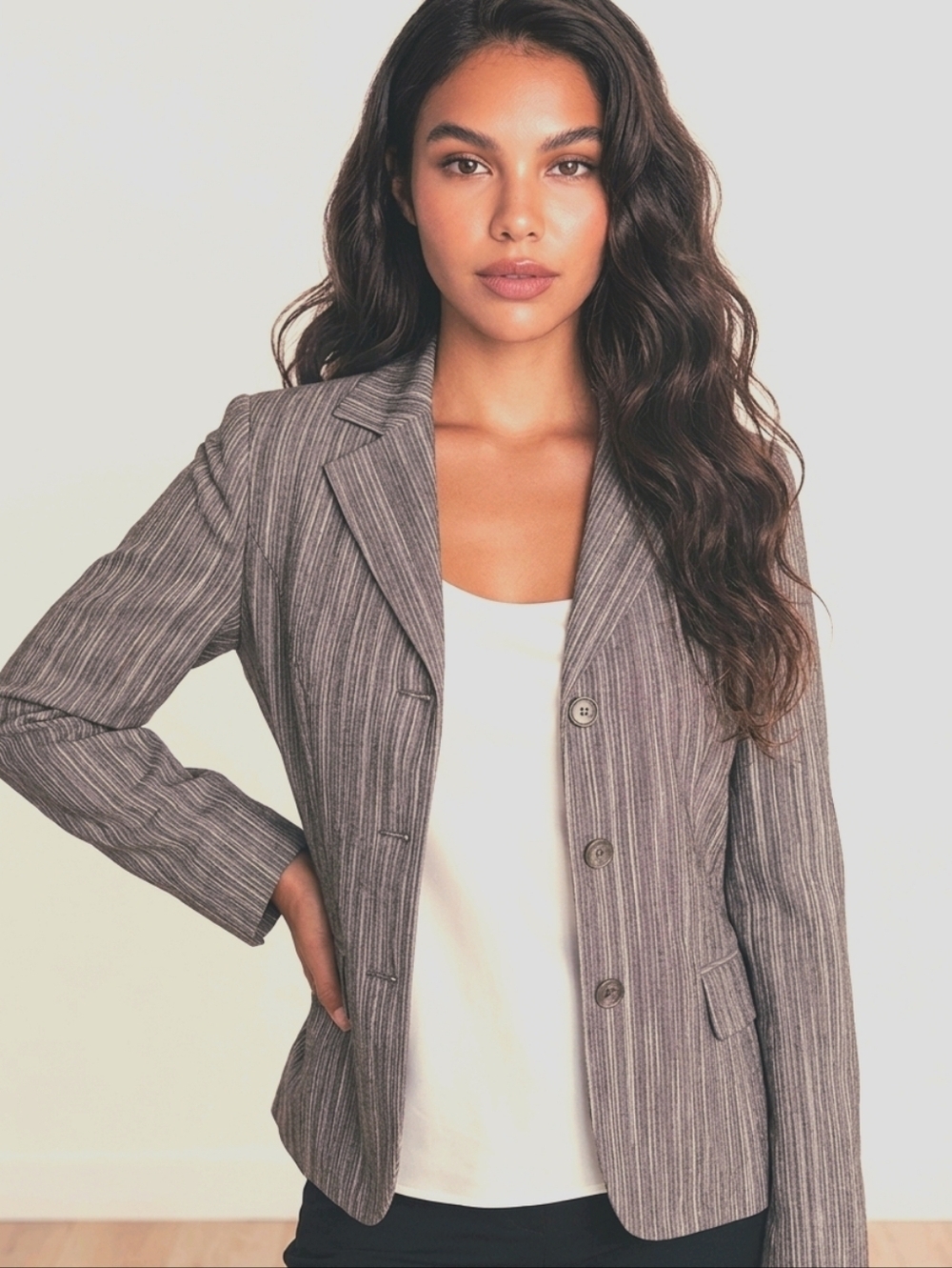 NWT Zoe D Black & White Three Button Career Blazer ~sz 8